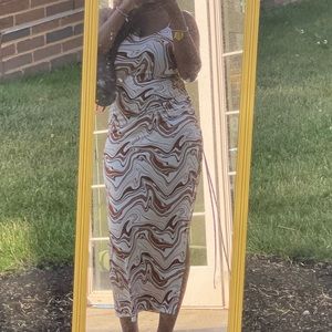 Brown and White Dress